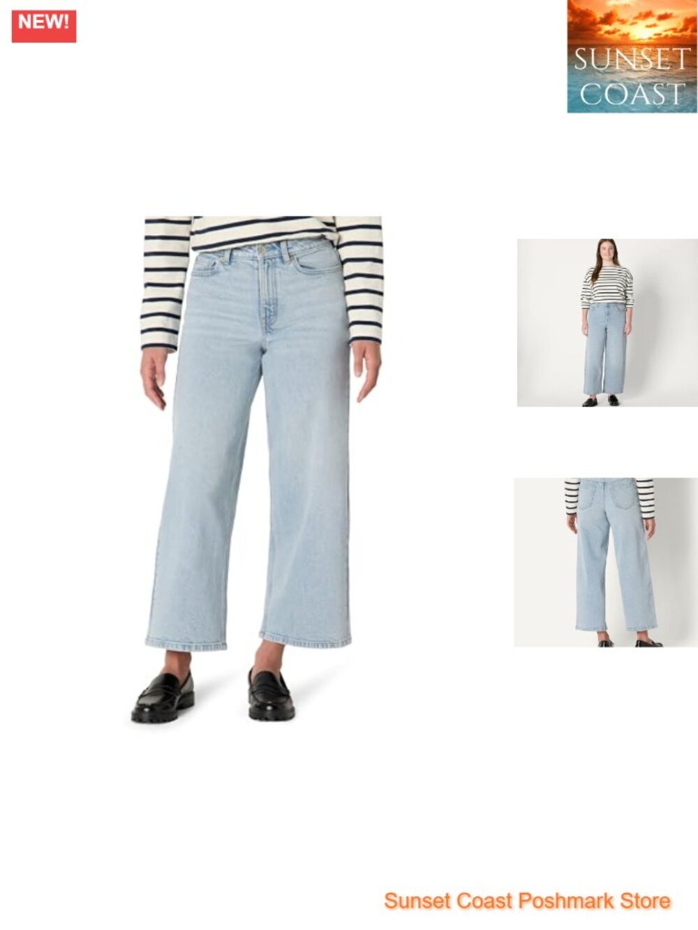 High-Rise Wide Leg Crop Jeans - Low Stretch Denim